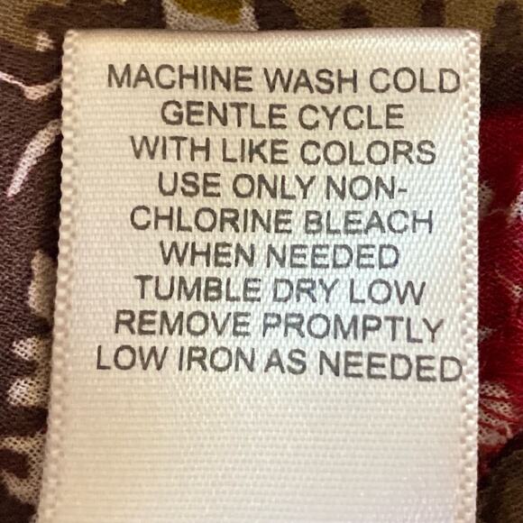 Dressbarn Burgundy Gold Paisley Print Ruffled Collar Chiffon Blouse Size 2X Fall - Picture 10 of 10